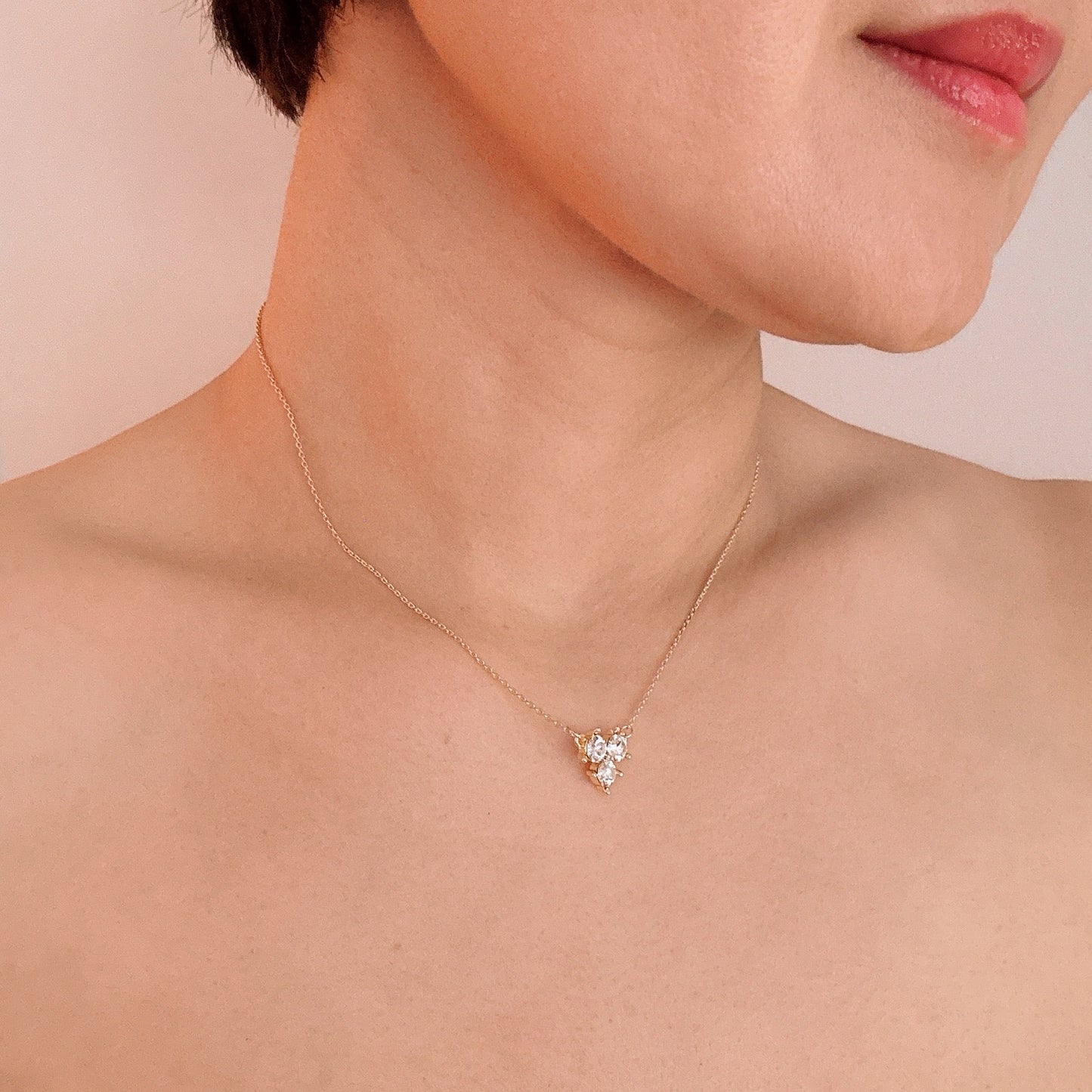 Faceted Trio Crystals Necklace DC-Ellison+Young