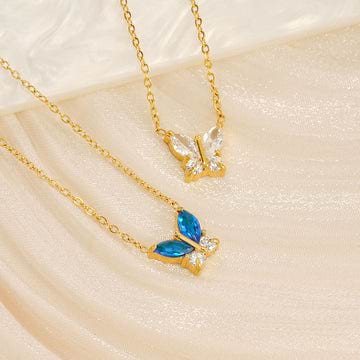 18K Gold Plated Zirconium Butterfly Necklace Dropsure
