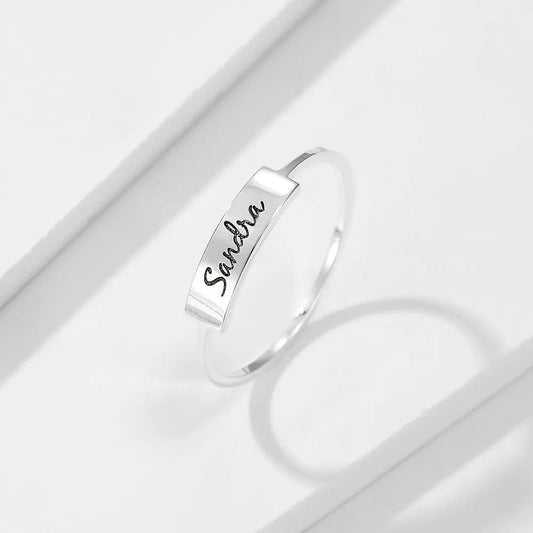 Regal Silver Inscription Ring DC-Maiden-Art